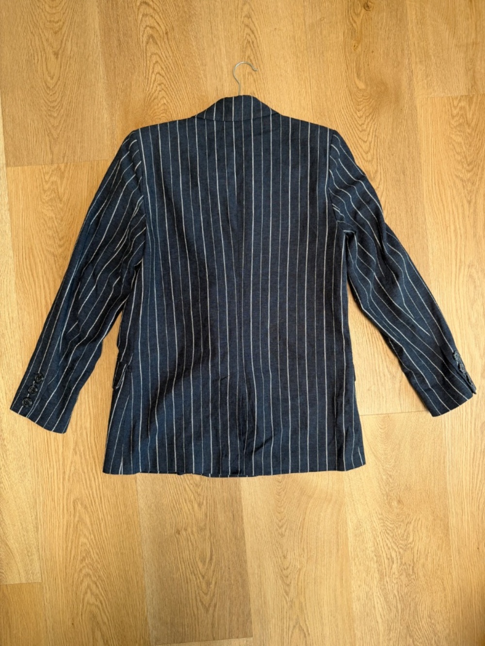 FREE PEOPLE Navy and White Pinstripe Ashby Blazer - Picture 10 of 10